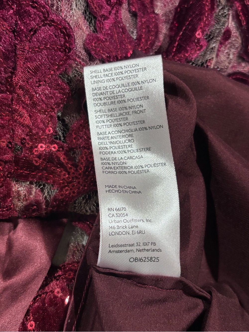 Anthropologie XS Burgundy Sequin Lace Overlay Blouse 2 Piece shirt/Tank Top - Picture 13 of 13